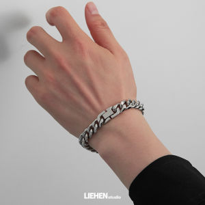 Non-Fading Cuban Link Bracelet for Men Luxury Minimalist Cold Tone Stainless Steel American Style Couple Jewelry Accessories