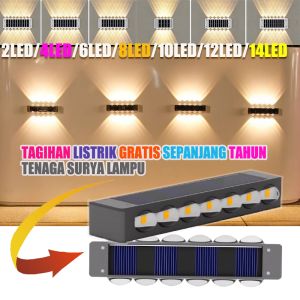 【COD】6/8/10/12/14 Led Lampu Lampi Dinding Outdoor Tenaga Surya Lampu Hias Taman Lampu Lampu Taman Tenaga Surya COB Sensor Light LED Solar Lamp / Taman Pencahayaan TamanHalaman-Anti Air