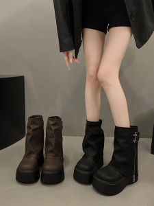 High Block Heel Martin Botás Thoải Mái Gió Khoẻ Phong Cách Thanh Điều Chất S Belly Martin Phong Cách Mùa Thu Rộng Rãi Lưng Sốt Khoét Brevity