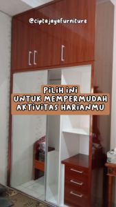 Cipta Jaya - Lemari CUSTOM Pintu Sliding Kayu Pakaian 3 Pintu Kaca Aesthetic 2 Pintu 4 Pintu Estetik Serbaguna Multiguna Minimalis