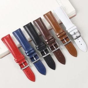 Leather Watch Strap 12/13/14/15/16/17/18/19/20/21/22/23/24mm Calfskin Cowhide Replace Wristband Soft Sport Comfortable Bracelet