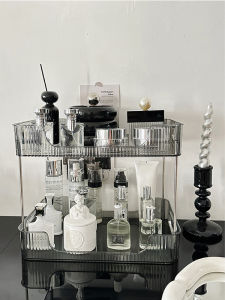 PGLP Bathroom Cosmetic Storage Rack Ins Style Desktop Cup Organizer Light Luxury Skincare Product Holder Small Cart Shelf