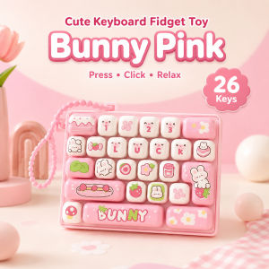 26 KEYS Keyboard Keychain Fidget Toy Anti-Stress Keyboard Decompression Button Finger Clicker Keychain Relieve Stress Switches for Adults