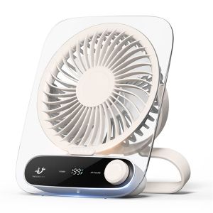 Portable Desktop Small Fan Table Top Fan Bedroom Ultra-thin Portable Handheld Fan USB Charging Jisulife Style Digital Display