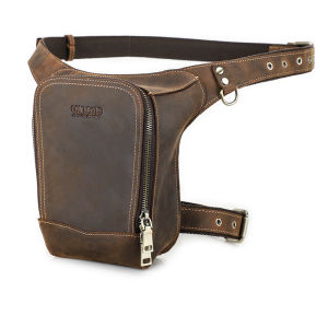 Hiram Genuine Leather Waist Bag For Men Fashion Male Waist Pack Travel Chest Bag Leather Bags