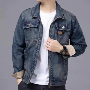 Wear-Resistant Mens Work Jacket Denim Workwear Large Size Spring Autumn Construction Site Welding Protection Casual Loose Fit