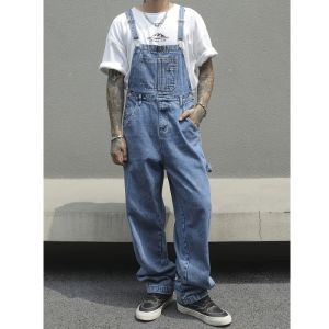 Summer Tops Street Wind Jeans Men Overalls Adult Denim Work Pants Jumpsuit Male Multiple Pockets Loose Man Denim Overall Mens