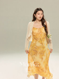 Đầm Hoa Dành Cho Người Mập Có Dây Đeo Phong Cách Mùa Hè Elegante