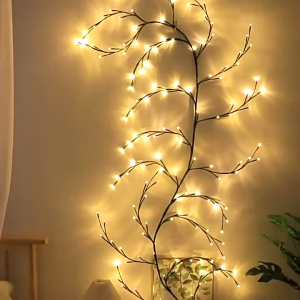 96LEDS Bendable Willow Vine Lights Night Light For Wall Bedroom Indoor Outdoor Christmas,8Moeds Rattan Tree Decorative Light