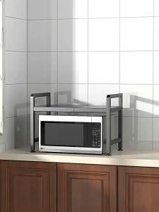 KITCHEN RACK MICROWAVE RACK OVEN RACK CARBON STEEL KITCHEN STORAGE ORGANIZER RAK DAPUR RICE COOKER SHELF