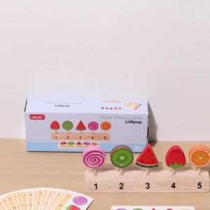 Wooden Popsicle And Lollipop Number Matching Game - Includes Challenge Cards Kids Pattern Matching And Fine Motor Skills