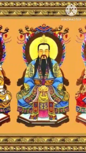 Tranh tam vị thánh tổ tranh kính cường lực có khung chỉ phào có móc treo hoàn thiện tặng kèm đinh đóng tường treo tranh không cần khoan tường