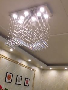 【Free gift】Crystal Lamp Dining Room Chandelier Individuality Brief Rectangle Lights Modern Bar Counter for Home