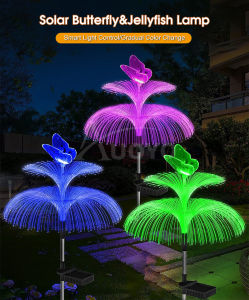 เสริมสร้างสมาธิกับความสวยงามมากขึ้นด้วยไฟสนามหญ้าพลังงานแสงอาทิตย์หลอดไฟประดับสวนไฟเบอร์ออปติกที่มีสีสันโคมไฟกลางแจ้งสนามหญ้าทางเดินในสวนกันน้ำตกแต่งคริสต์ 1ชิ้นไฟสนามหญ้าพลังงานแสงอาทิตย์แมงกะพรูน