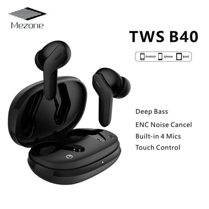 Wireless Earbuds Mezone B40 TWS Stereo Headphones Wireless Earphones in Ear  Deep Bass Touch Control ,USB-C Charge,IPX8 Waterproof Built in Mic Headset 