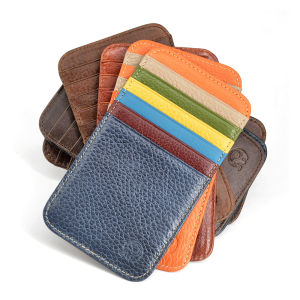 Lớp trên cùng da bò Đồ đựng thẻ nam giới và phụ nữ đa khe cắm thẻ thẻ tín dụng ngân hàng chủ sở hữu trường hợp