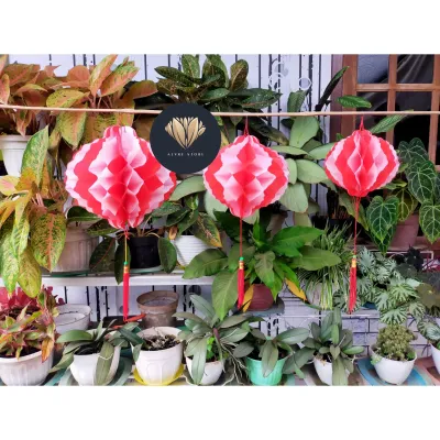 Lampion PVC Merah Putih 1 Pcs Ukuran 20 25 30 35 Cm Merah Putih Hiasan gantung 17 Agustus