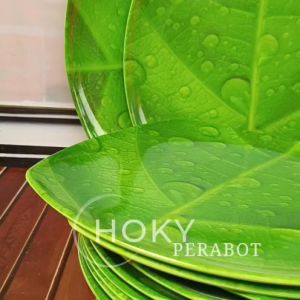 6 PCS PIRING SAJI KOTAK DATAR 9 INCH MOTIF DAUN