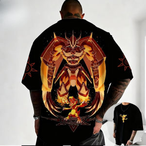 Bandai | Summer Fashion New 3D Printed Digital Baby Battle Dragon Beast Outdoor Suitable for Street Quick Drying Loose Round Neck T-shirt