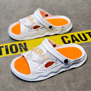 Mens Summer Trendy Slippers Breathable Slip-On Beach Driving Dual-Purpose Soft Bottom Anti-Slip Casual EVA Flat Sandals