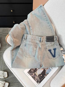 Quần Jeans Denim Ống Rộng Cạp Cao Phong Cách Mỹ Retro Washed Mùa Hè Quần Dài Dài Đến Sàn Cho Nữ Quần Jeans Thường Ngày