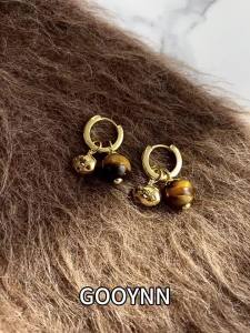 GOOYNN | Natural Malachite Tiger Eye Stone Earrings