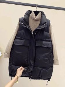 Womens down Cotton Vest 2025 Autumn Winter Korean Style Trendy Versatile Mid-Length Loose plus Size Outerwear Tank Top