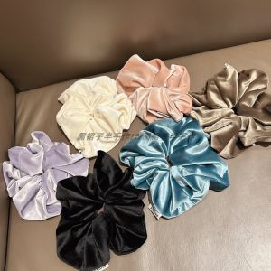 The Texture Is Great at a Glance! Super Soft Fine Velvet Oversized Hair Ring Sausage Ring Low Ponytail Simple Temperamental All-Match