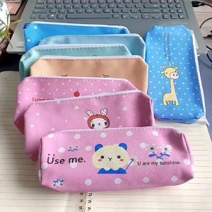 COD Canvas Large -capacity pencil box Piano box Portable student cartoon storage stationery box