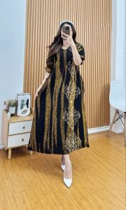 Daster Kekinian Cap Malaman JUMBO Rayon Twill klok Daster Batik Pekalongan Latte Terbaru Busui Lengen Pendek