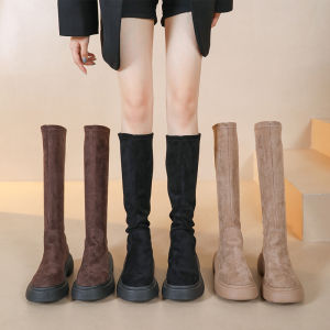 Korean Style over Knee High Boots Women Thick Bottom High Tube Boots Autumn Winter New Slim Elastic Long Tube Boots Fashionable