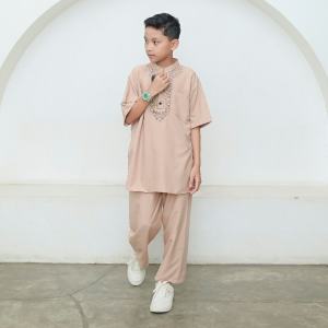 Setelan Koko Anak 2-12 Tahun Lengan Pendek / Baju Koko Anak Kurta / Koko Anak Bordir