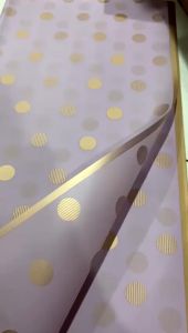 Kertas Bunga Cellophane Motif Polkadot Warna Kombinasi Gold Line Color Paper Flower Wrapping Paper KB6030