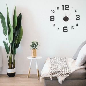 MKJIUHGG Im lặng TỰ LÀM Sáng Dán Đồng Hồ Treo tường Tường Trang Trí Nội Thất 3D Đồng Hồ kỹ thuật số