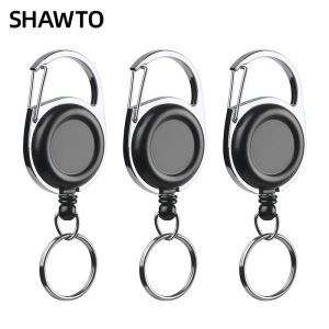 Shawto Elastic Fly Fishing KeyChain Retractor Tools Extractor Keeper Retractable Zinc Alloy Key Rings Fly Tying Equipment