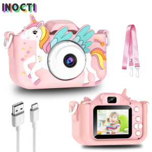 2.0" Kid‘s Digital Camera Rechargeable Cartoon Camera Toy 48MP 1080P HD Mini Selfie Camera Gift For Boys Girls