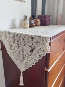 New Arrival Internet Celebrity Crochet Table Runner American Pastoral Cut Out Bench Fabric Lace Tablecloth Chest of Drawers TV Cabinet Cover