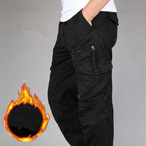 Mens Winter Cargo Pants Double Layer Fleece Warm Thick Camouflage Tactical Cotton Long Trousers Men Baggy Casual Cotton Pants