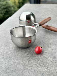 Mẹ Chu 17CM Dây Kéo Dài Mini Nồi Dầu 304 Thép Không Gỉ Nồi Dầu Nóng Không Phủ Lớp Phủ Nồi Chiên Bằng Đáy Phẳng