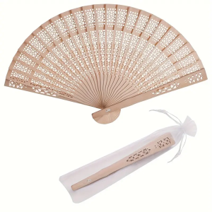 พัดลมพับไม้หรูหรา - งานแต่งงานพร้อมถุงของขวัญ - ของขวัญวันเกิด งานปาร์ตี้ และของตกแต่งบ้าน