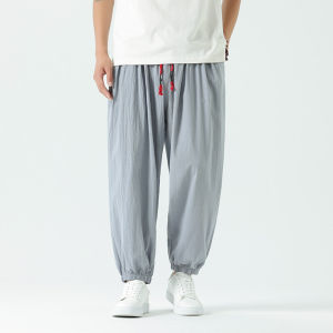 Quần Dài Nam Mùa Hè Mỏng Bằng Cotton Nguyên Chất Quần Dài Cotton Lanh Rộng Rãi Cỡ Lớn Quần Dài Thường Ngày Quần Dài Chín Điểm