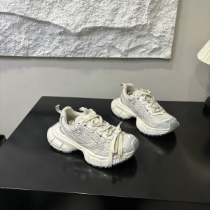 Vintage Leather Parisian Dad Shoes Womens 2025 New Style Worn-In Color Fading Thick Bottom Mesh Breathable Versatile Casual Sports Shoes Trendy