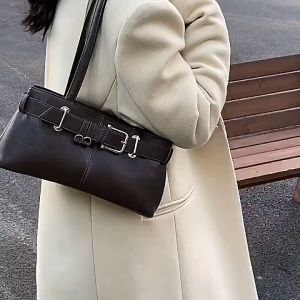 Korean Armpit Bag ins Belt Buckle Shoulder Bag Car Stitching Long Shoulder Strap Tote Bag