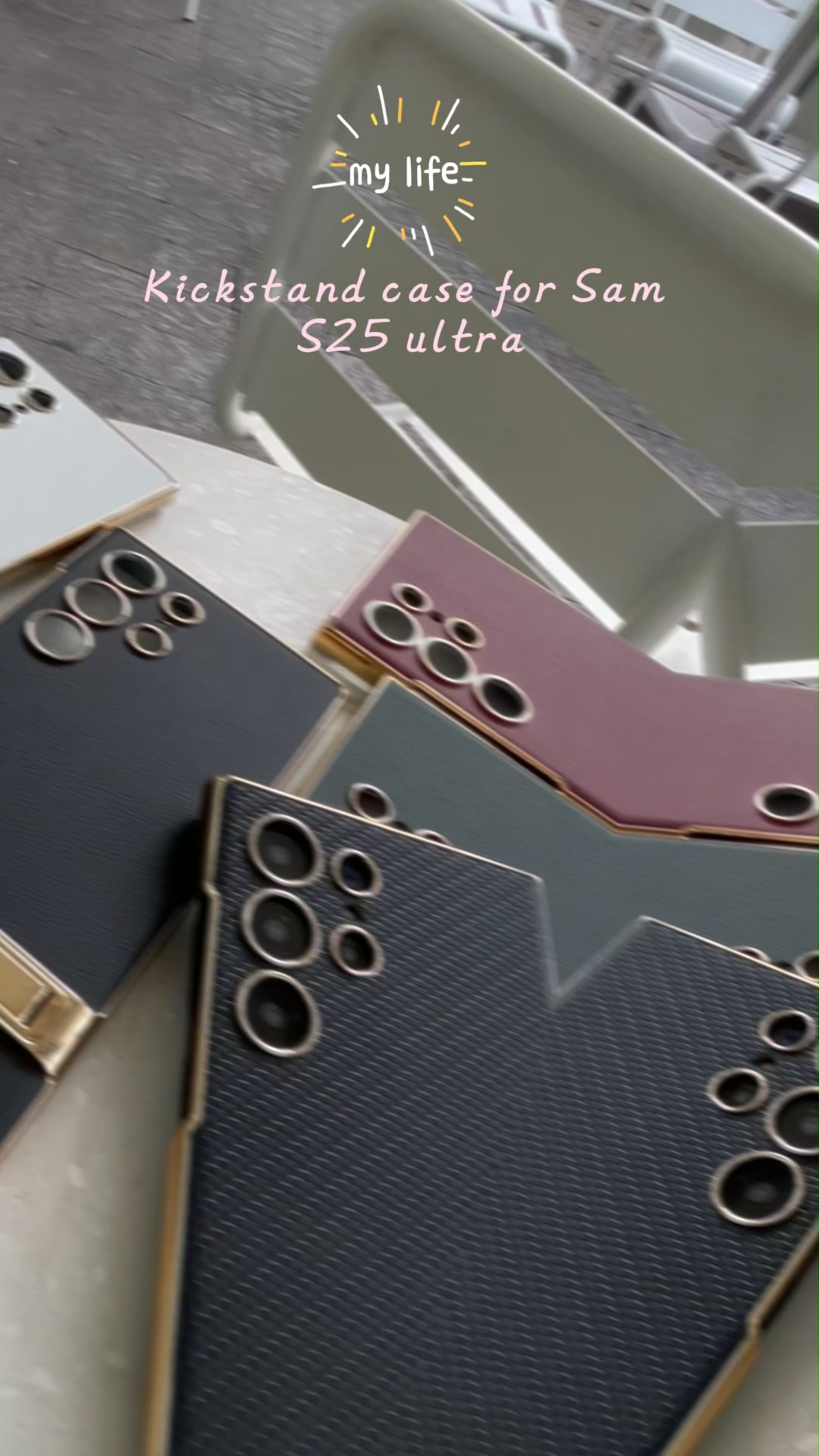 Kes Kalis Kejutan Mewah Luxury Shockproof Case for S26 Ultra S25 Ultra S24 Ultra S23 Ultra S22 Ultra Golden Frame 360° Protective Casing W/ Kickstand