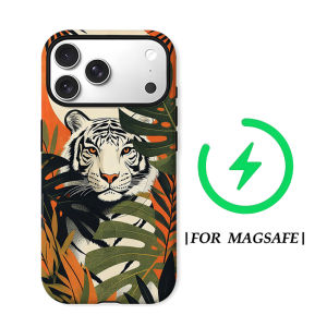 Potdemiel | Aurea Case Matte Bumper For Magsafe Case For iPhone 18 17 16 15 14 Plus 13 Pro Max Shockproof Hard PC Jungle White Tiger Cover
