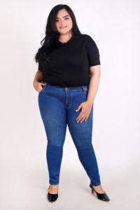 Celana Jeans Wanita Jumbo Terbaru JSK 3105 Bahan Melar  Kualitas Import Premium BB 120kg Biru