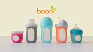 Boon Nursh Silicone Baby Feeding Bottle (with Pouch) | 4oz/118ml | BPA-Free | Coral