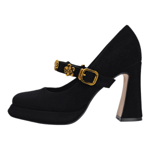 Luxurious Black Velvet Mary Jane High Heels