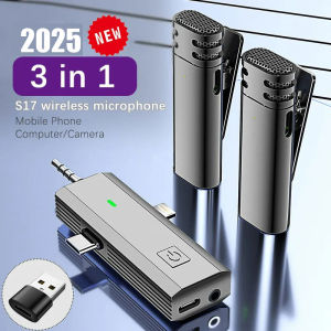 ♥Limit Free Shipping♥ 2025 S17 3 In 1 Wireless Lavalier Microphone Intelligent Noise-Reducing Mic For Iphone Android SLR Camera Loudspeaker Speaker