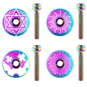 Titanium Headset Stem Top Cap Steerer Fork Tube Headset Cap Cover W/ Bolt M6 Cycling Headset Top Cover Bicycle Parts